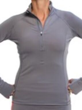 Half Zip Pullover Long Sleeve Run Top, Gray, Size Medium by RunningSkirts